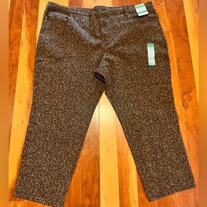 NWT Terra & Sky Brown Leopard Print Pants Size 26WP High Rise Straight Leg Wild